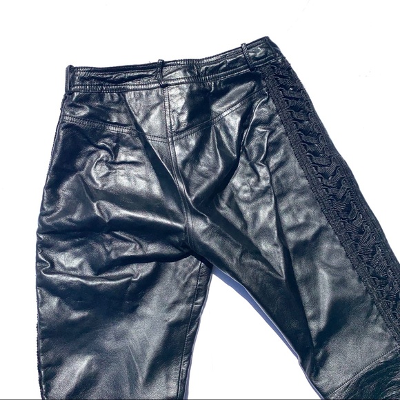 XS | Vintage black Danier leather lace up pants - Picture 3 of 5